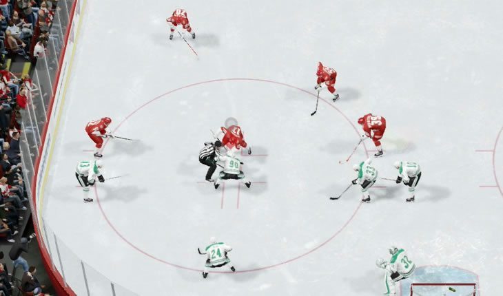 DefensivNHL faceoff in the defensive zone