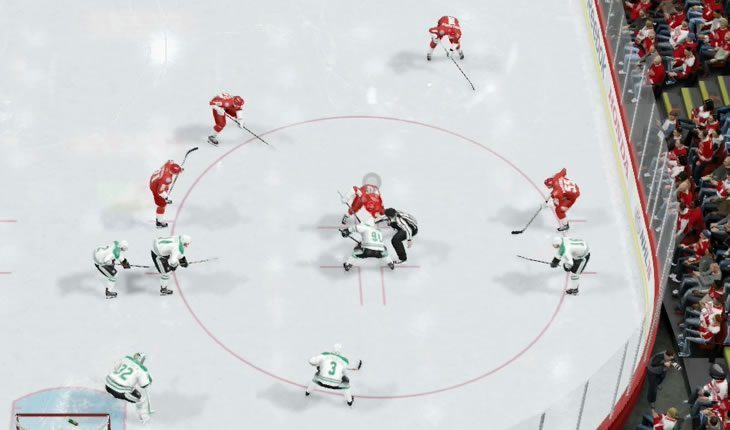 NHL 19 faceoff in the defensive zone using normal faceoff formation