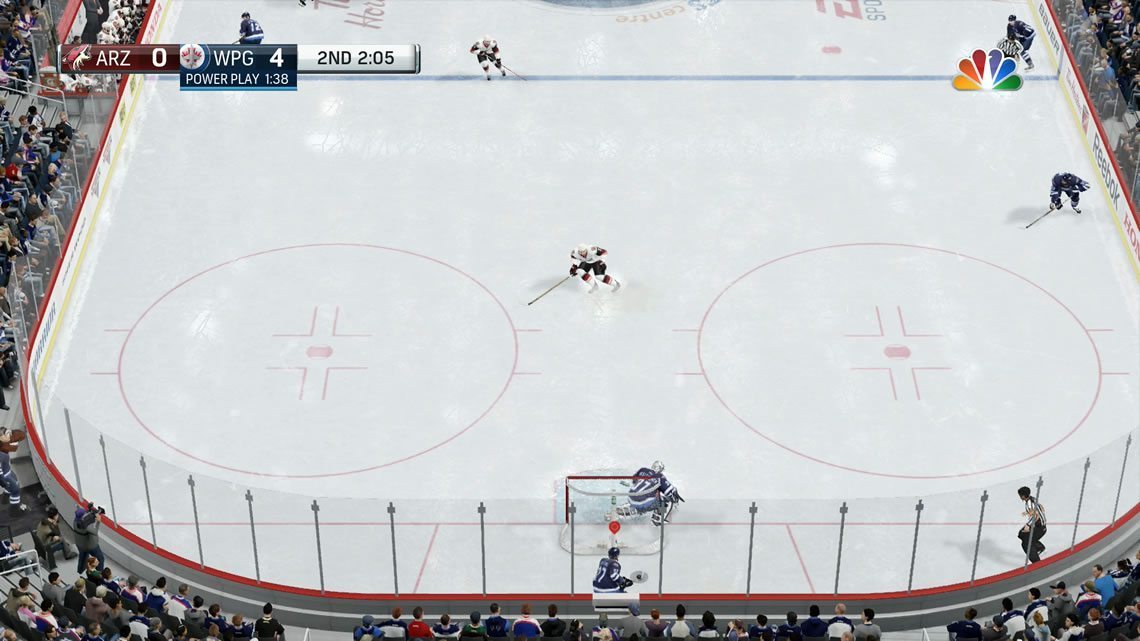 Classic NHL view in the defensive zone