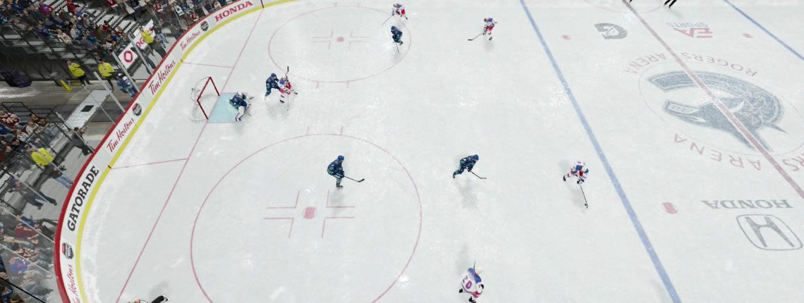Passive box penalty kill formation with players sitting back less aggressive