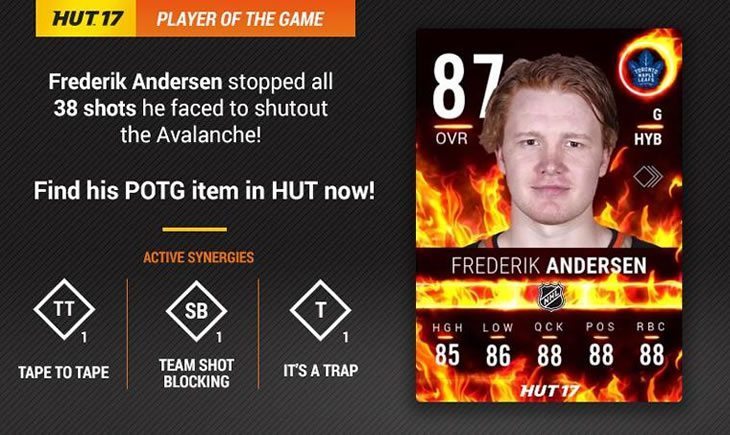 Frederik Anderson's Player of the Game HUT card