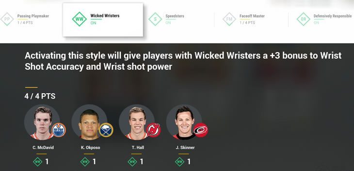 NHL 17 Wicked Wrister Synergy team overview