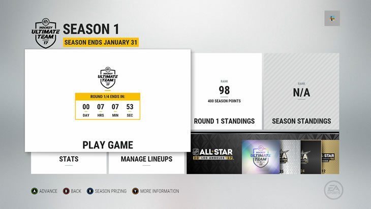 HUT Competitive Seasons Round 1 menu