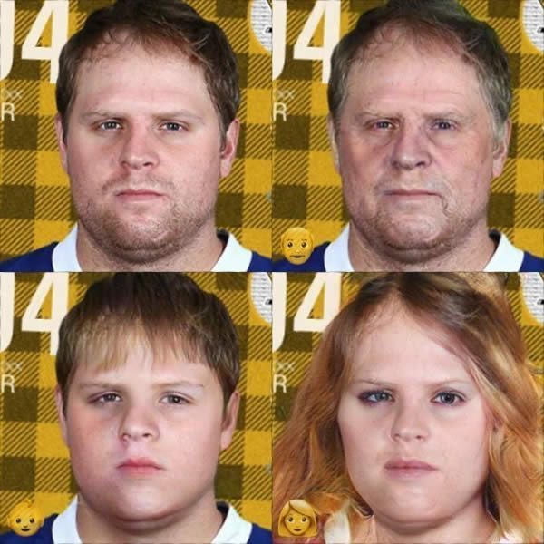 Phil Kessel as old man, kid, and woman