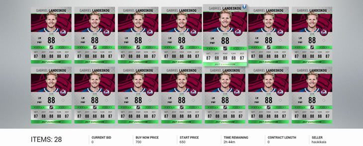Gabriel Landeskog S2 for only 700 coins in the Auction House