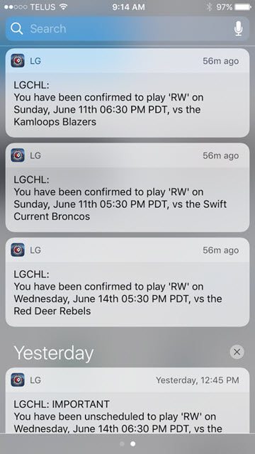 A few examples of LG app notifications you may receive