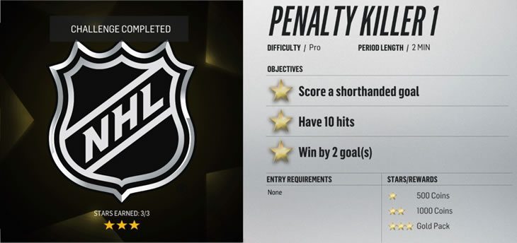 NHL 18 HUT Challenges penalty killer 1